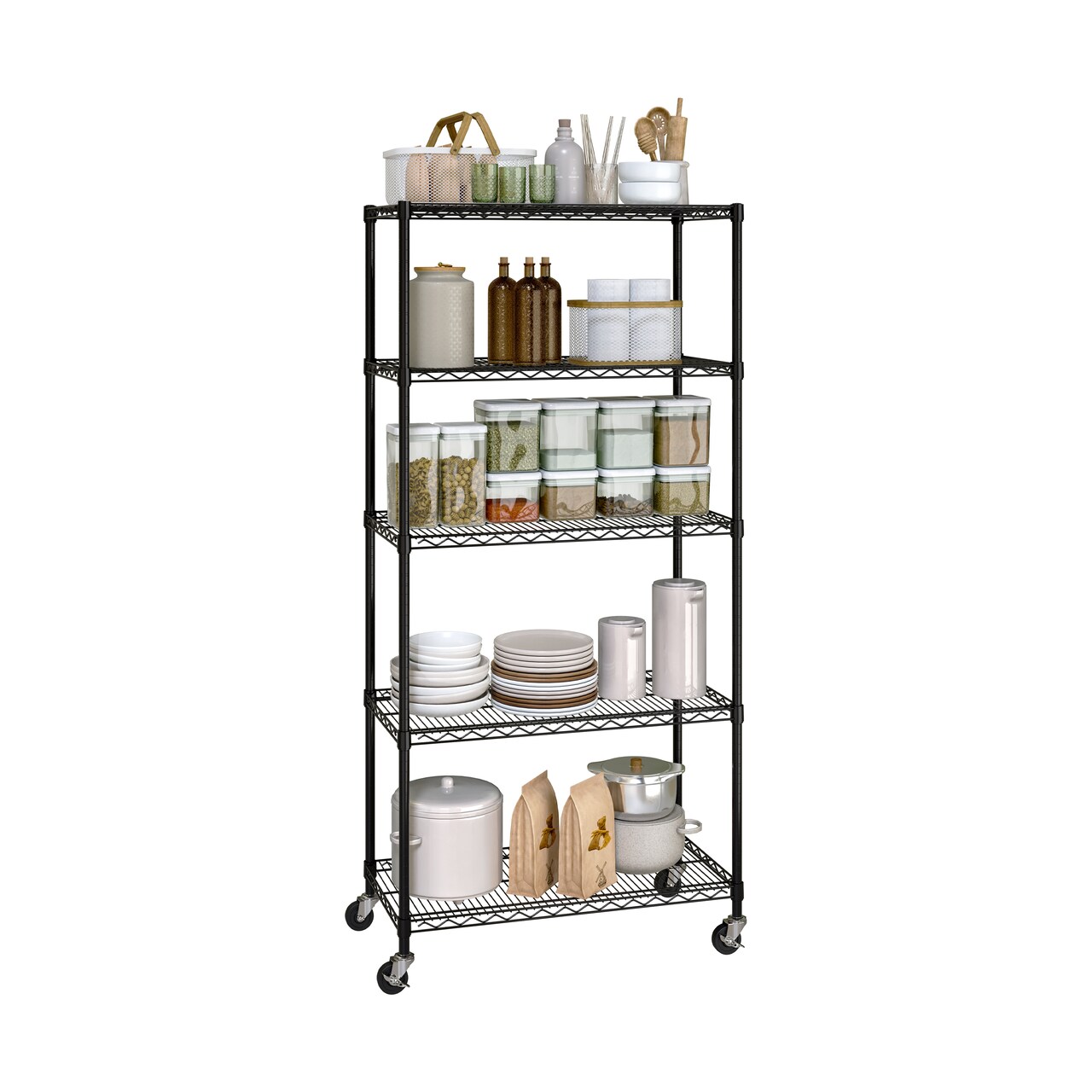 Seville Classics 5-Tier NSF Steel Wire Shelving Unit, 36" W x 14" D x 75.5" H